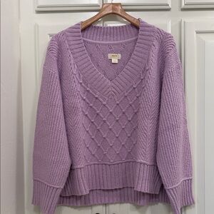 Anthropologie Lavender V-Neck Sweater